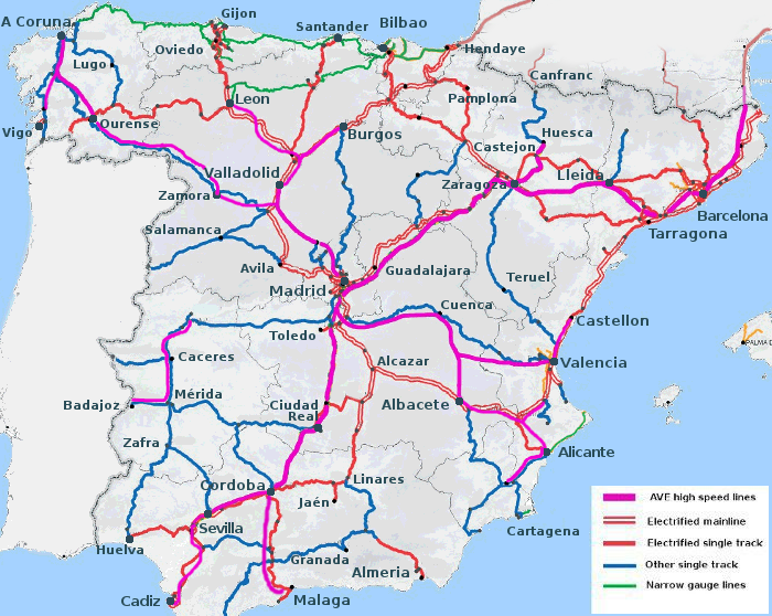 Train Map Spain High Speed Railway Spain Map IOGK Train Map Spain High Speed Railway Spain Map IOGK